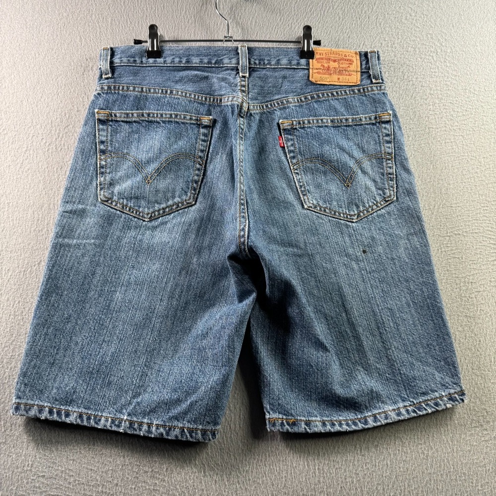 Levis Jorts Mens 34 Blue Denim Jorts Jean Shorts 505 Straight Vintage Y2K 2007